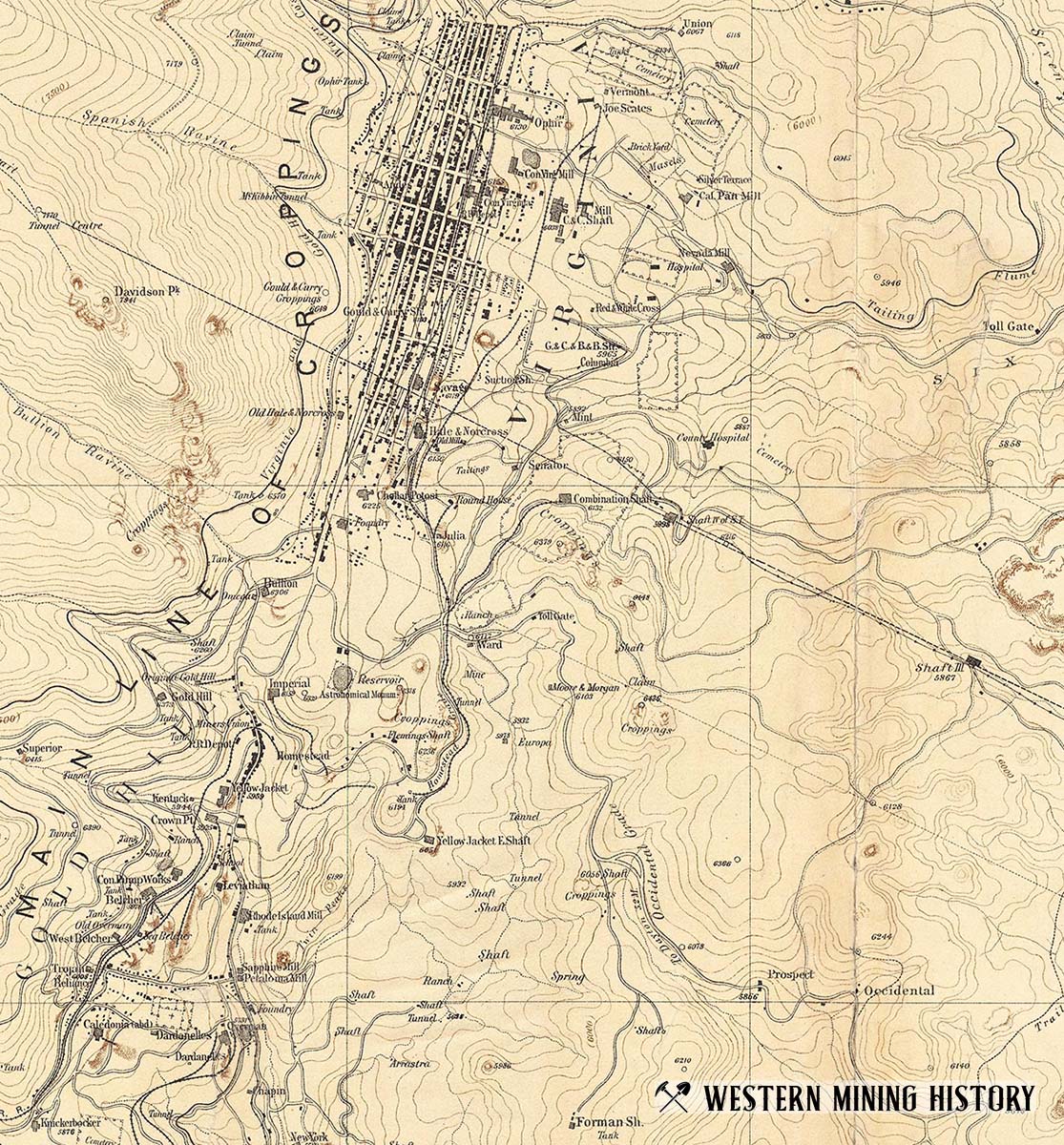 Comstock Lode 1877 Map