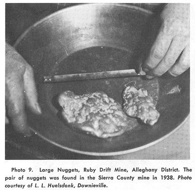 Large gold nuggets, Ruby Drift Mine, Alleghany District