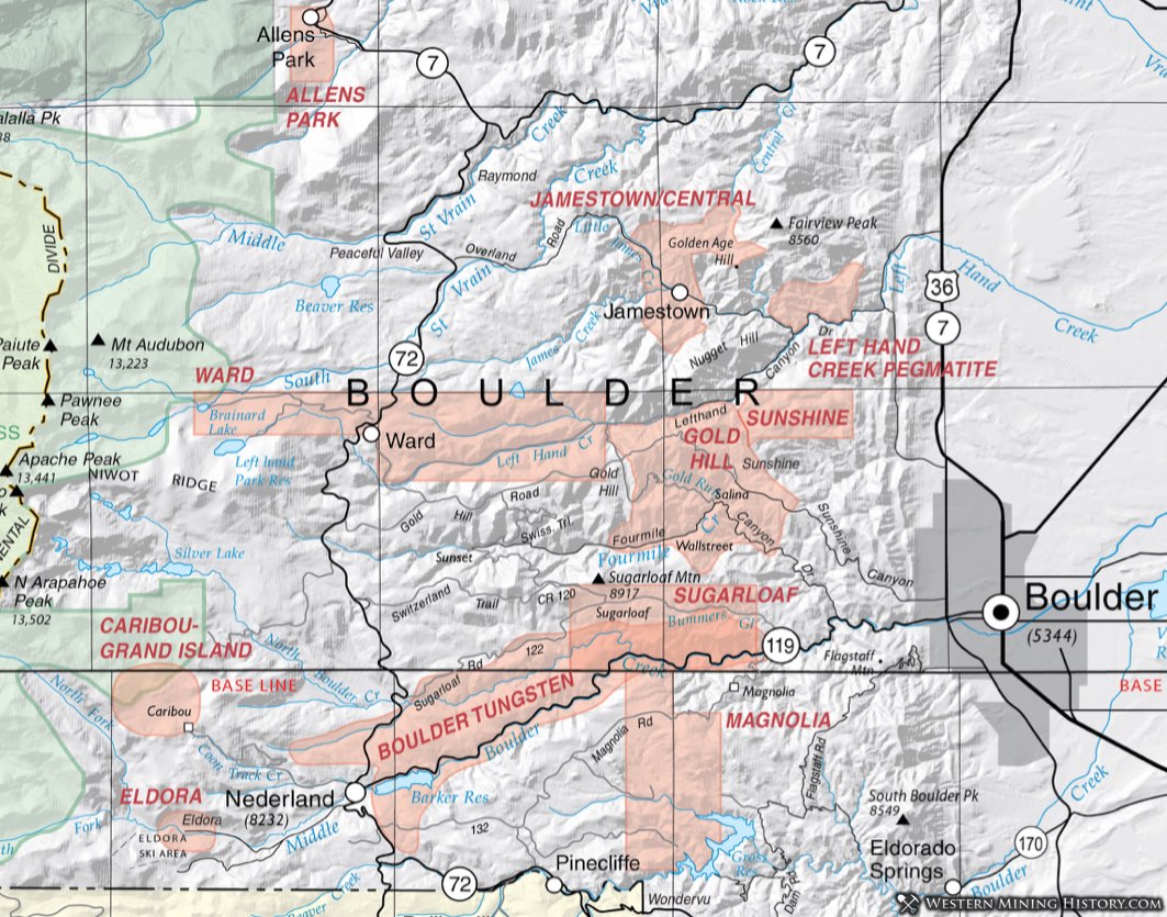 Boulder County Colorado mining districts