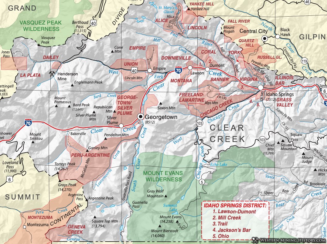 Clear Creek County Colorado mining districts