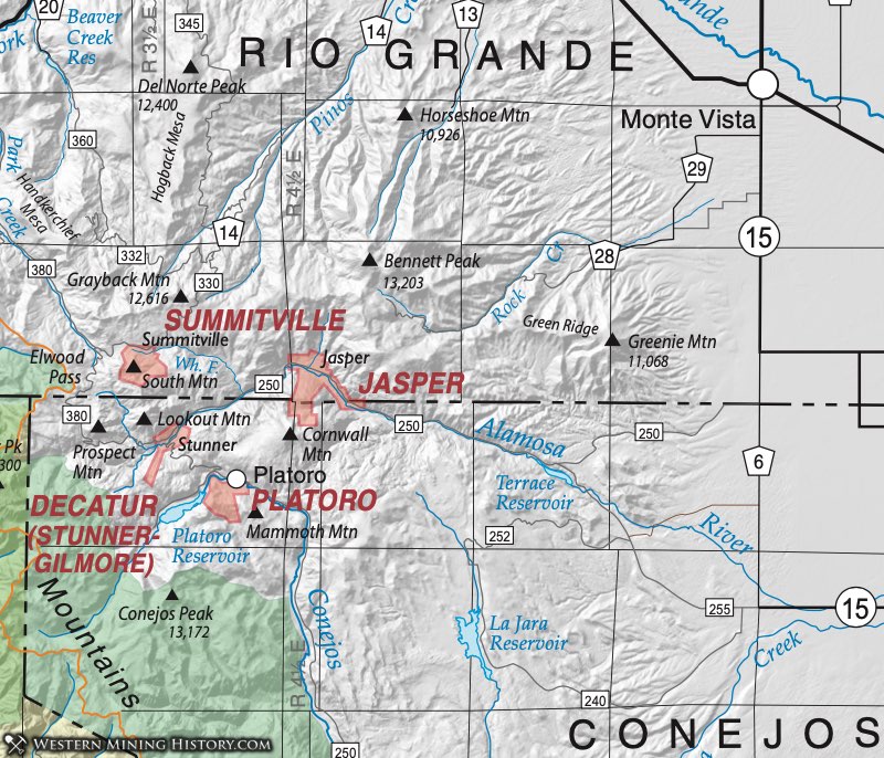 Conejos County Colorado mining districts