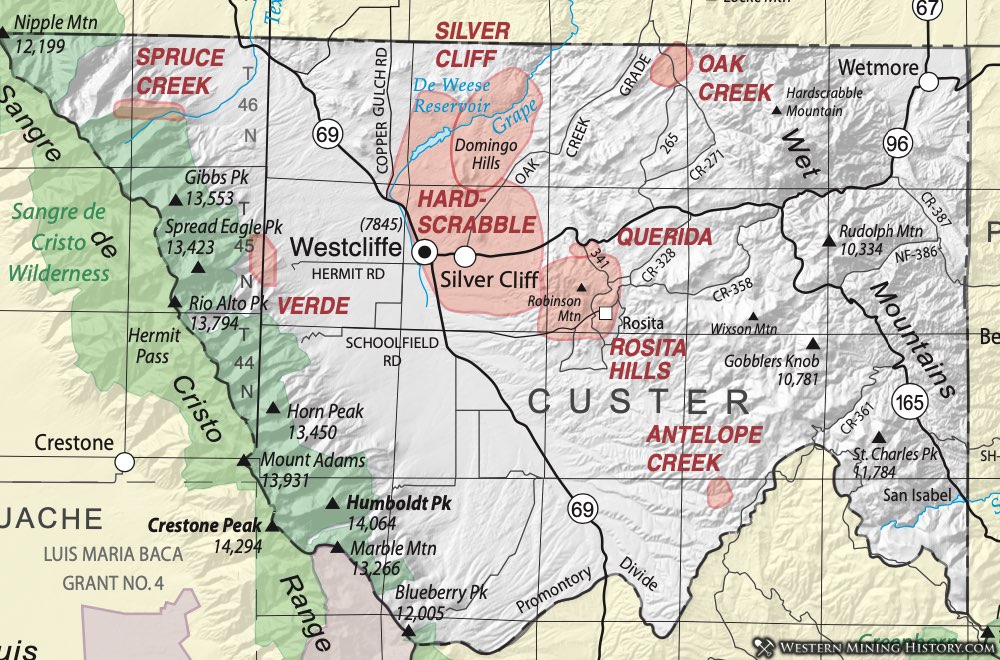 Custer County Colorado mining districts