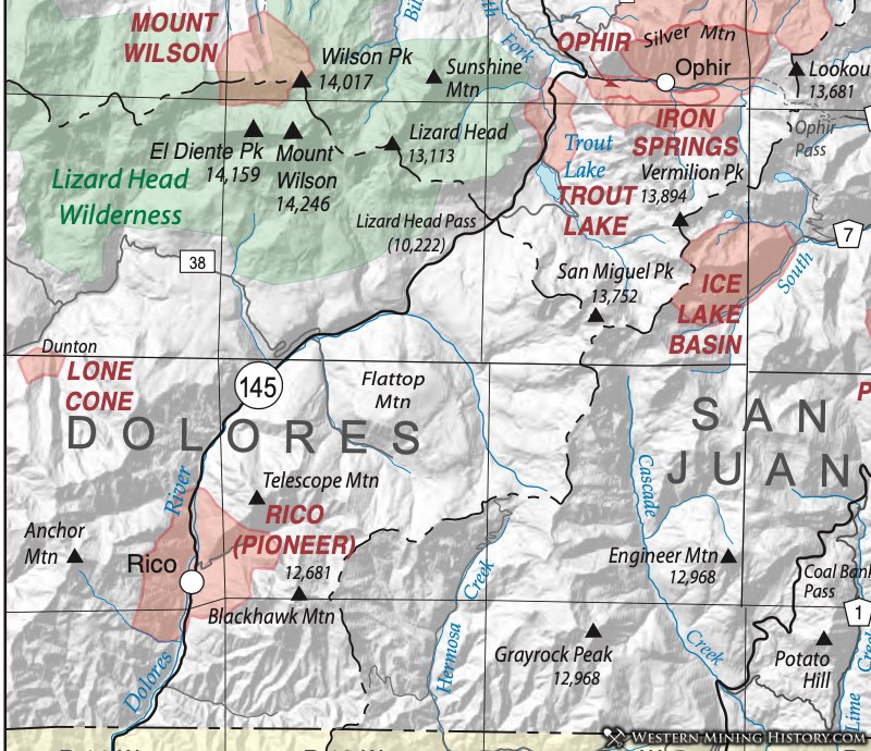 Dolores County Colorado mining districts