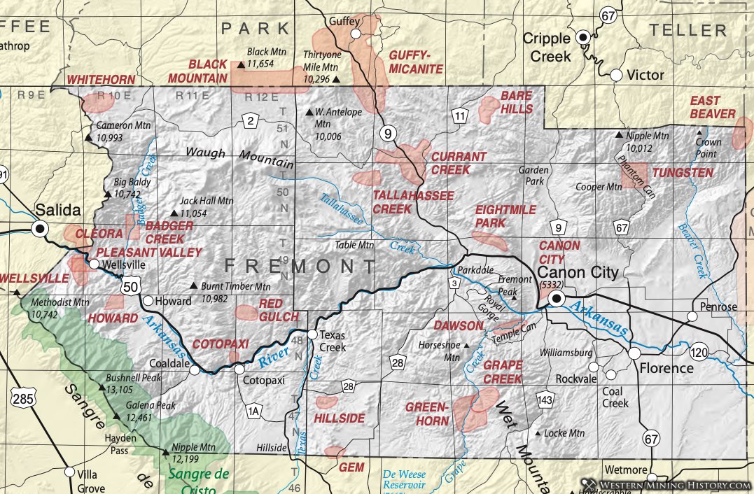 Fremont County Colorado mining districts