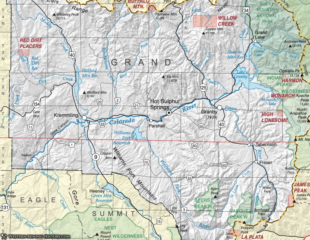 Grand County Colorado mining districts