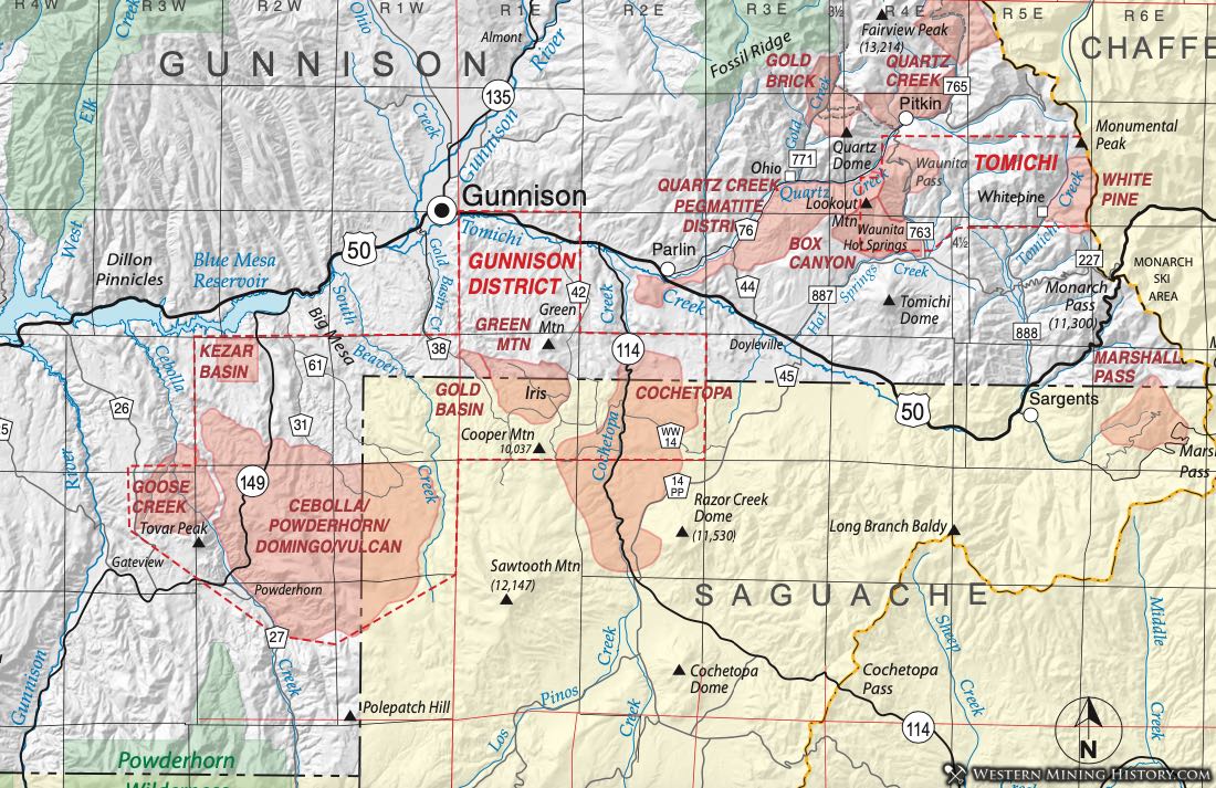 Gunnison County Colorado mining districts