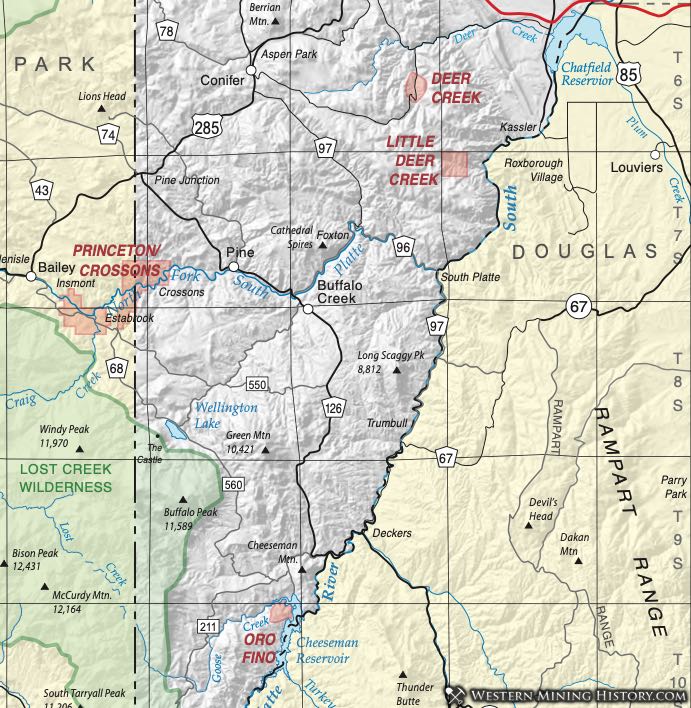 Jefferson County Colorado mining districts