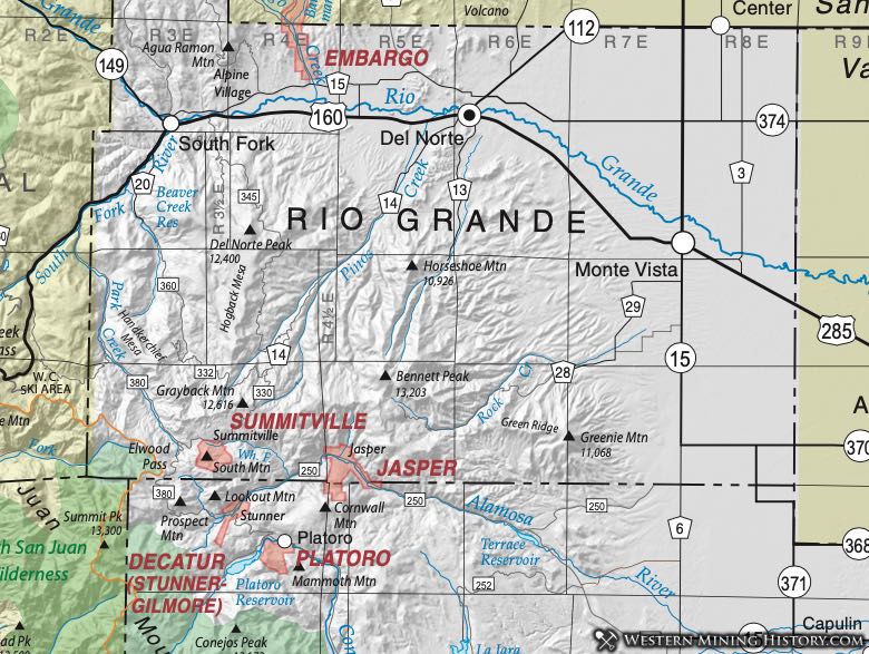 Rio Grande County Colorado mining districts