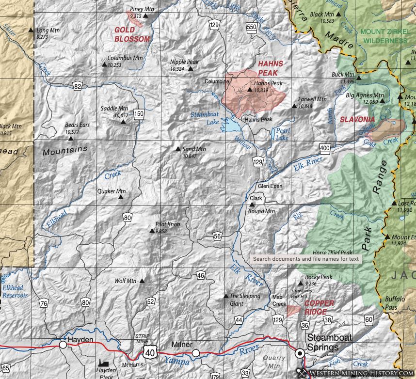 Routt County Colorado mining districts