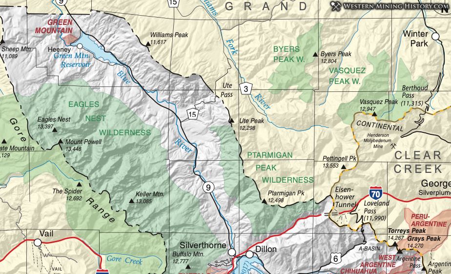 Summit County Colorado mining districts