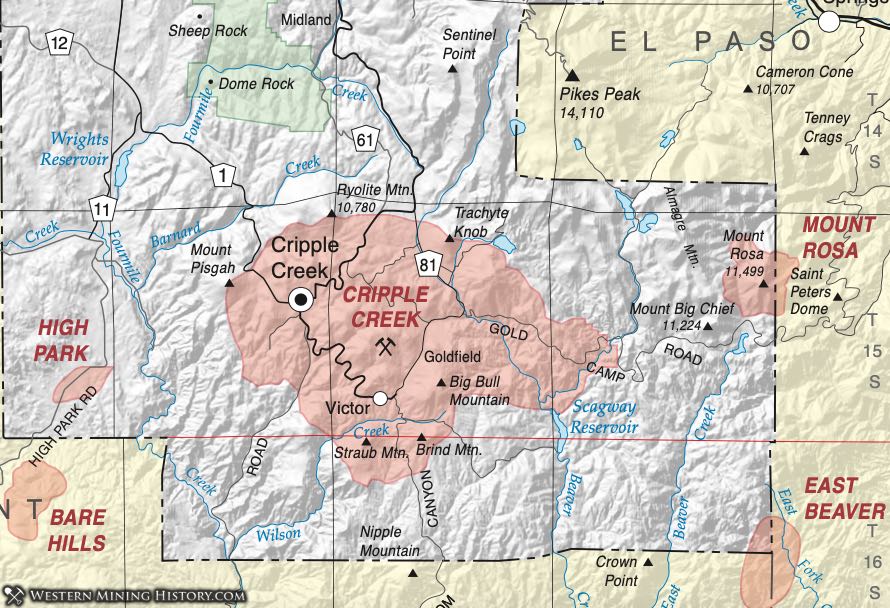 Teller County Colorado mining districts