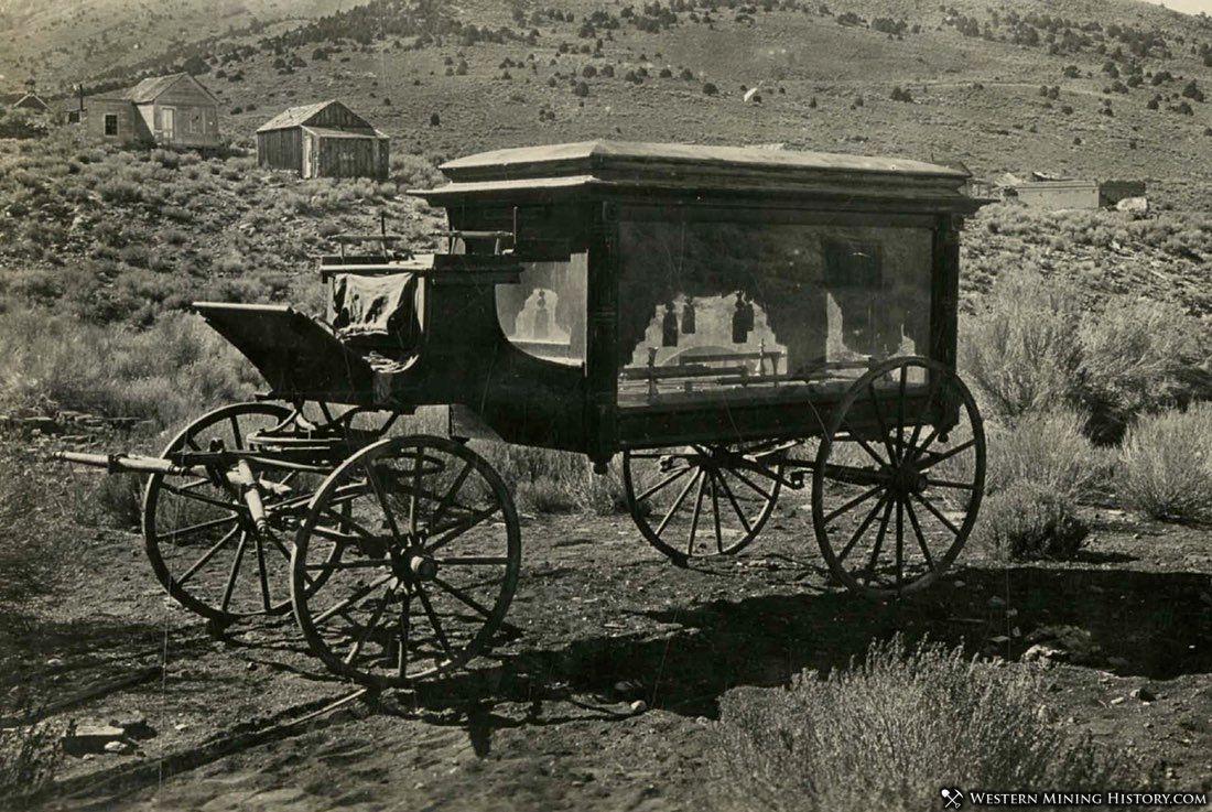 Horse-drawn hearse in Aurora, Nevada 1920s