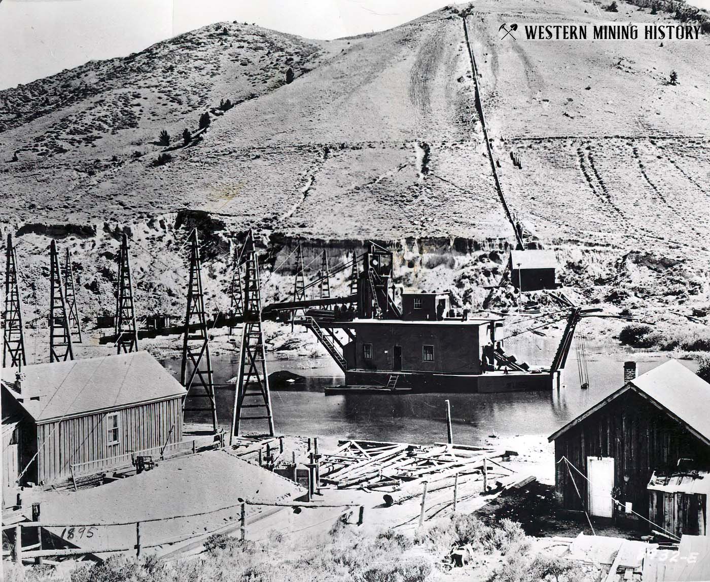 First US Gold Dredge at Bannack 1895