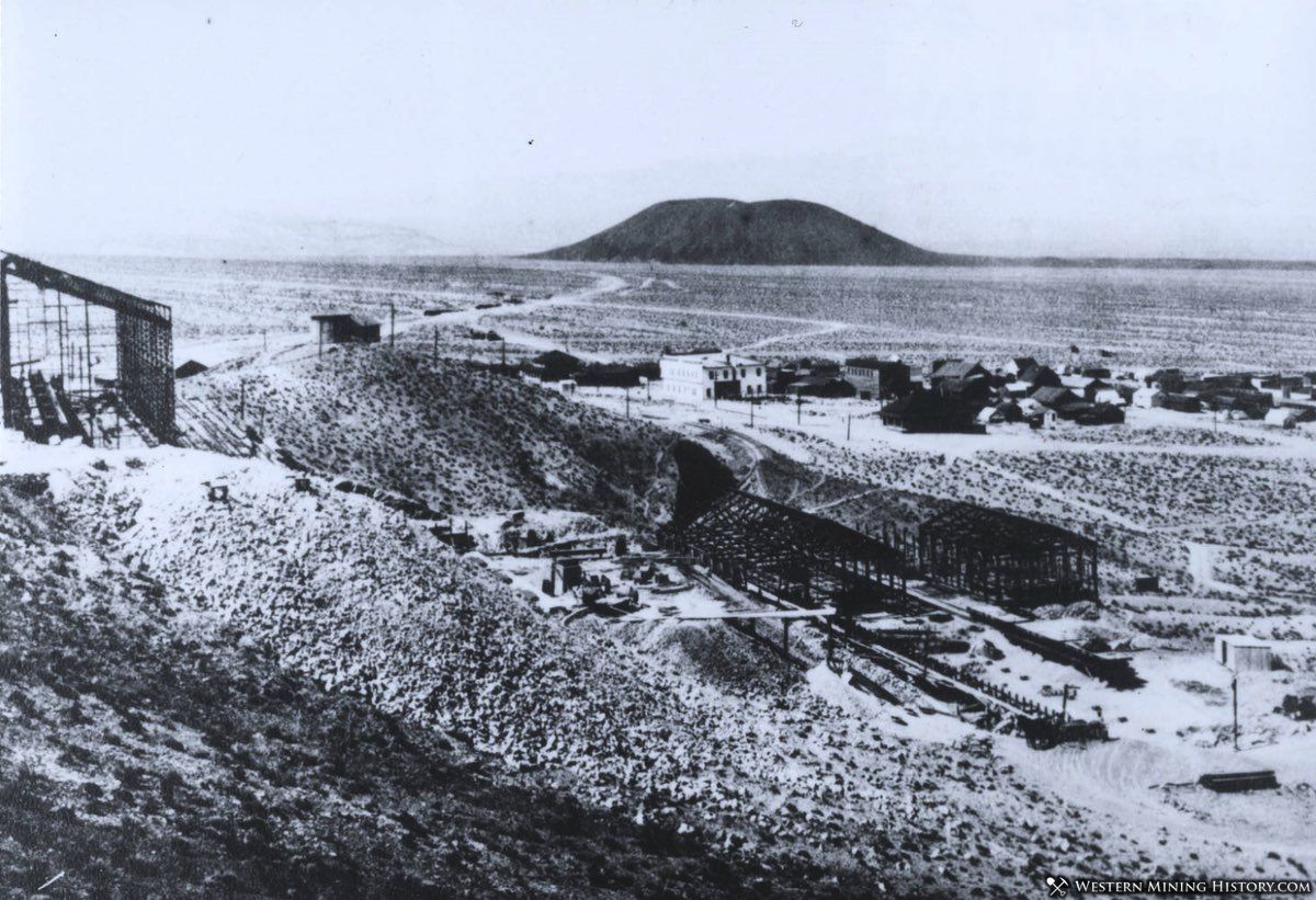 The Pittsburgh Silver Peak mill under construction at Blair, Nevada ca. 1907