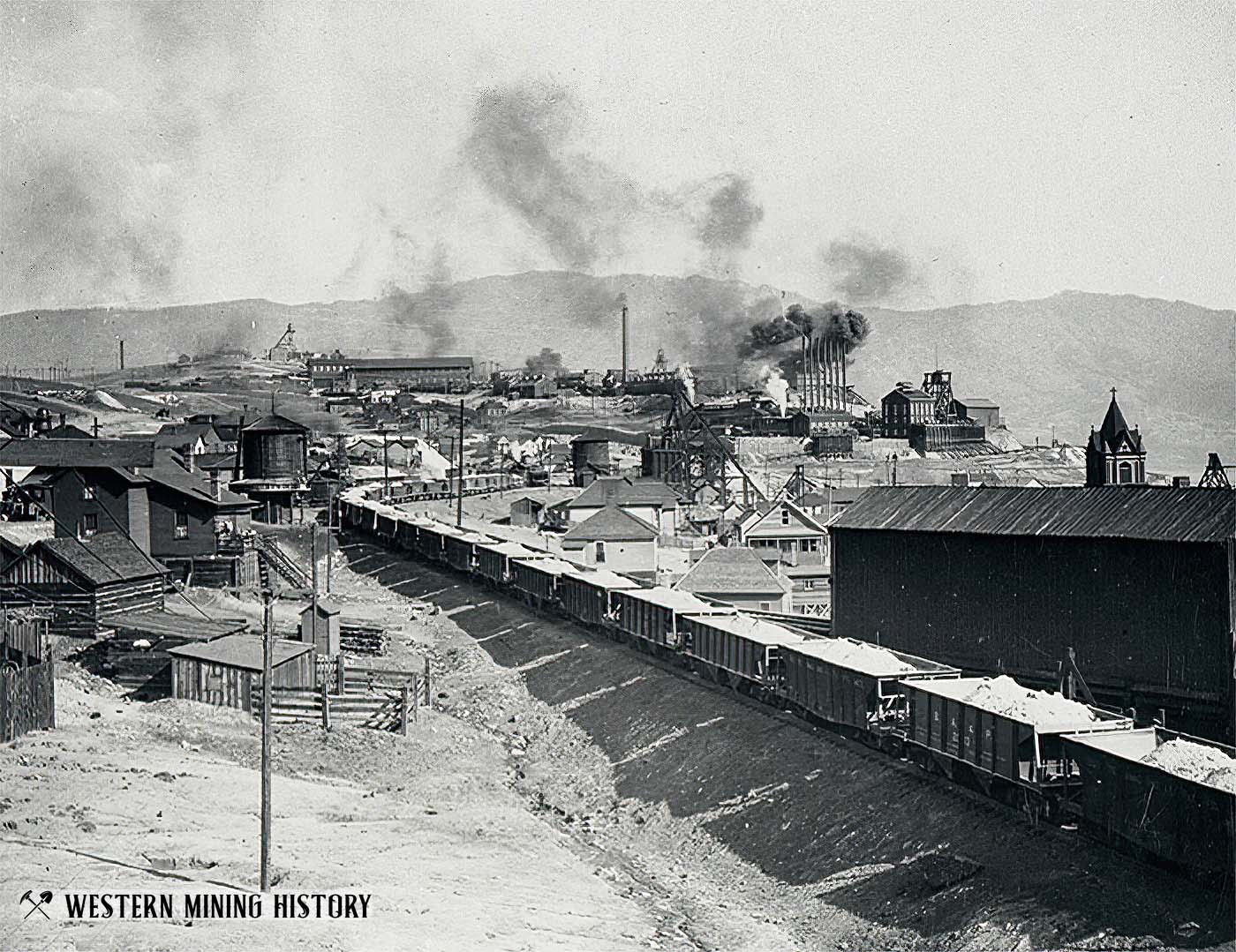Train hauling ore from Butte to the Washoe Smelter at Anaconda