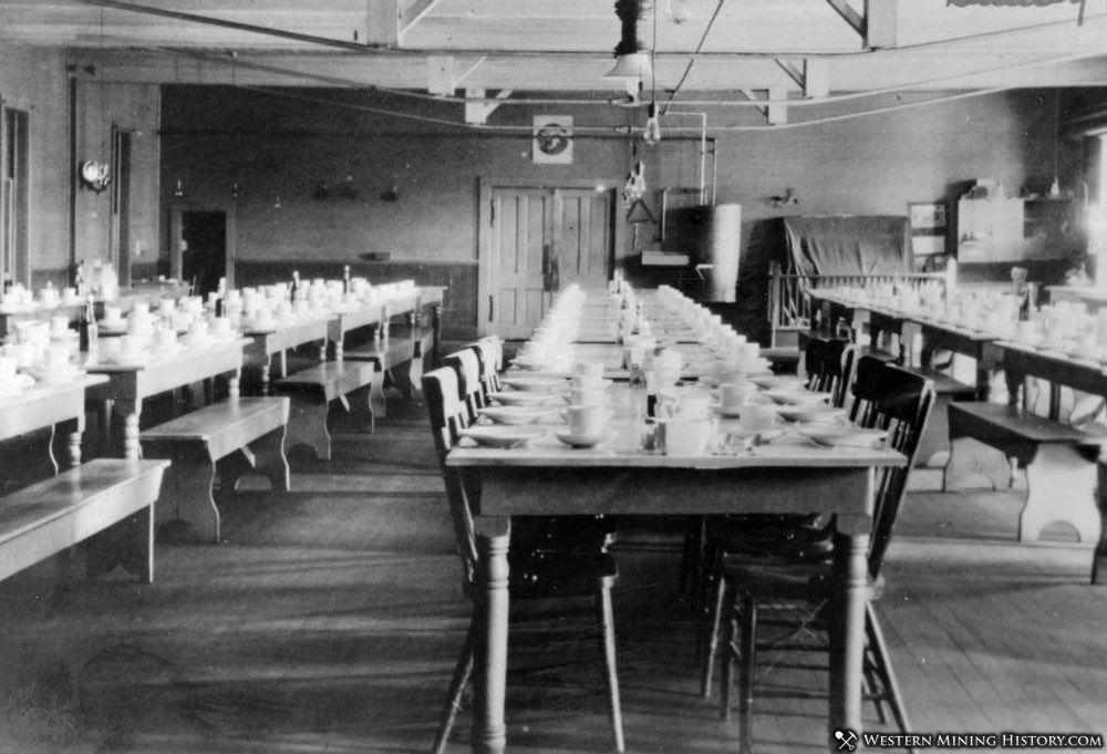 Dining hall at the Camp Bird mine boarding house