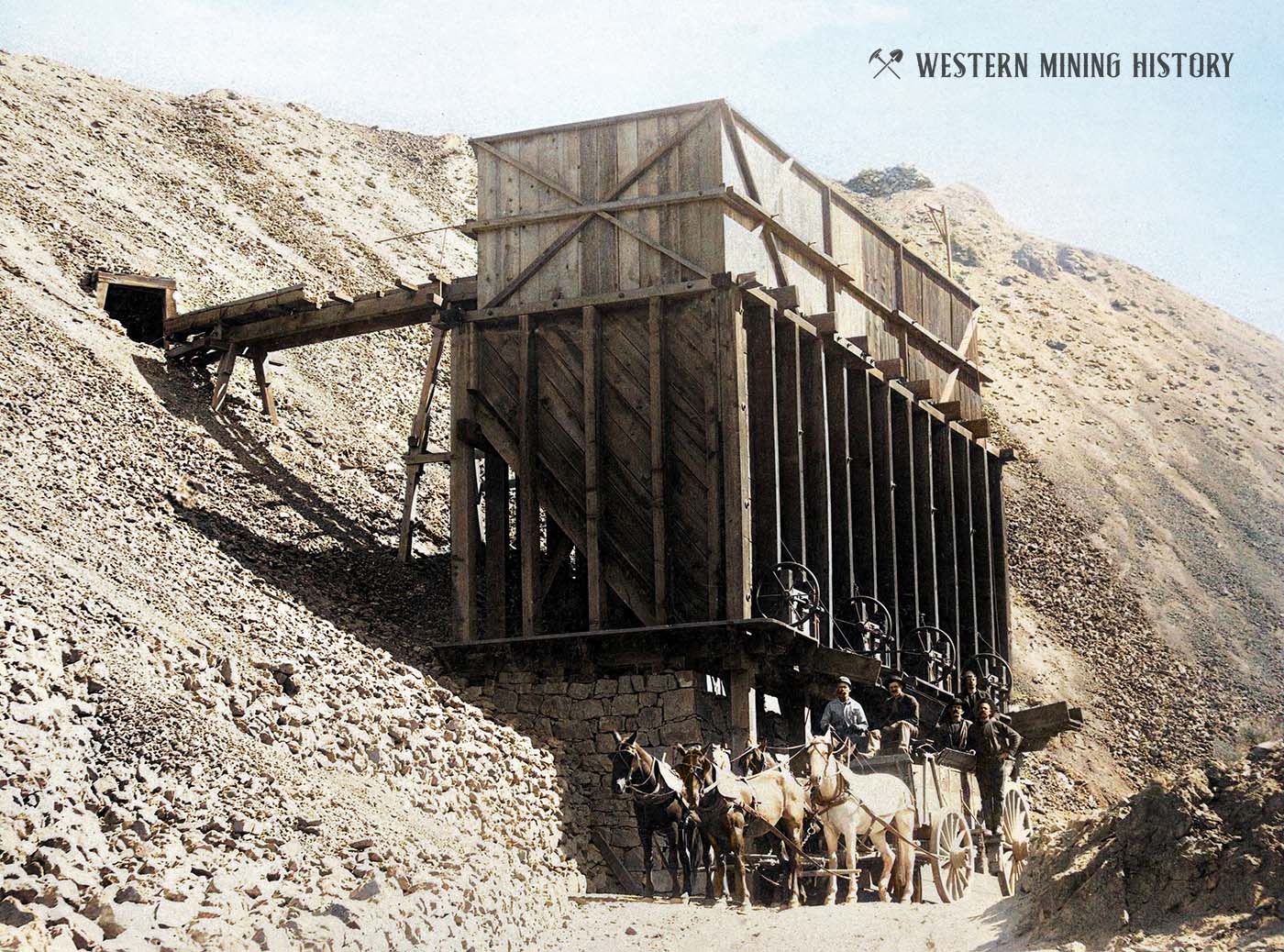Mount Diablo mine ore bin - Metallic City, Nevada (colorized)