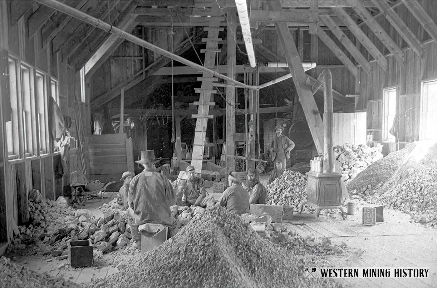 Hand sorting ore at Caribou, Colorado ca. 1880