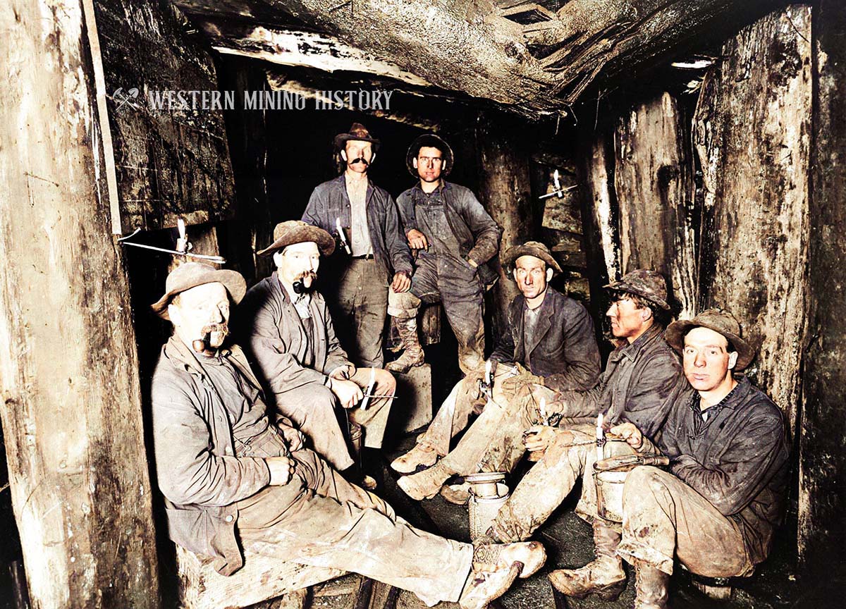 Lunch in the Chance Mine 1909 (colorized)