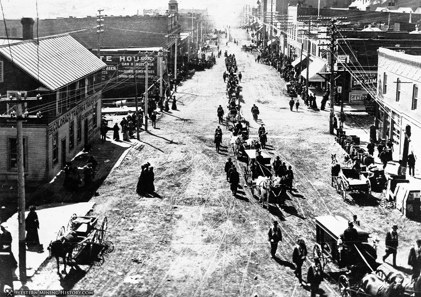 Funeral procession on Bennett Avenue - Cripple Creek 1904