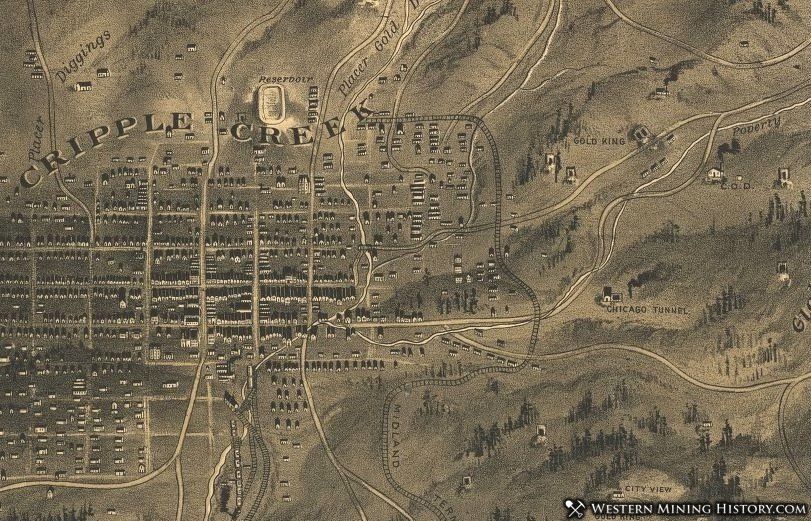 Cripple Creek detailed in 1895 map