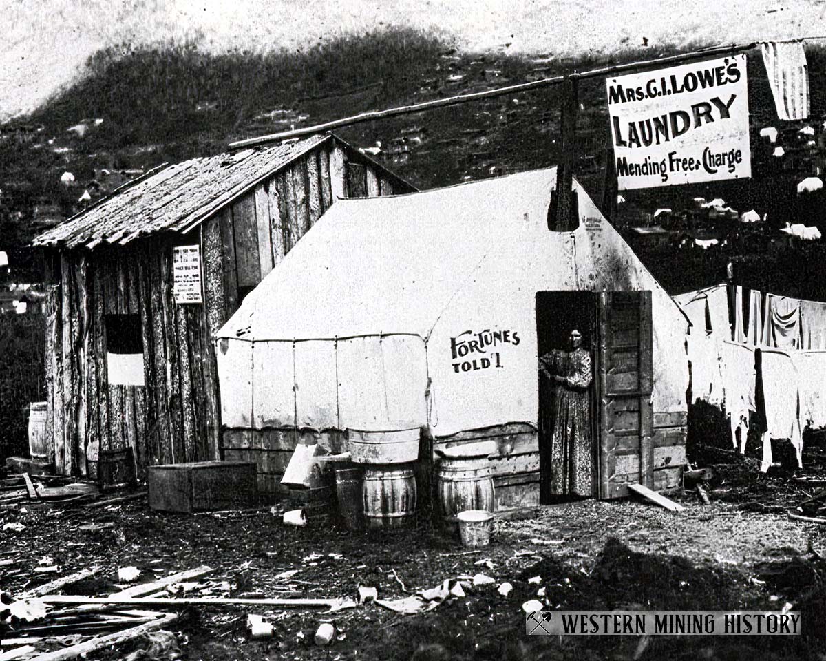 Mrs. G.I. Lowe's Laundry service at Dawson City, Yukon Territory ca. 1897