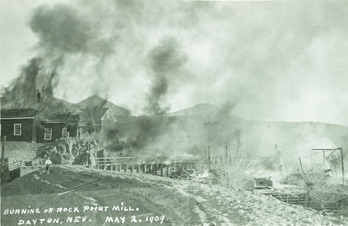 Burning of Rock Point Mill  - Dayton, Nevada May 2nd 1909