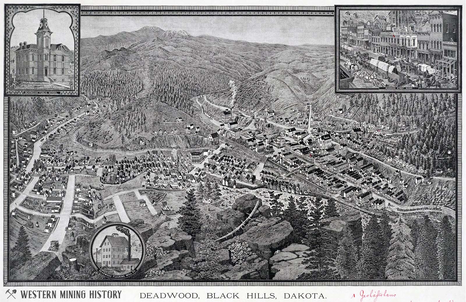 Lithograph of Deadwood, Dakota Territory 1884