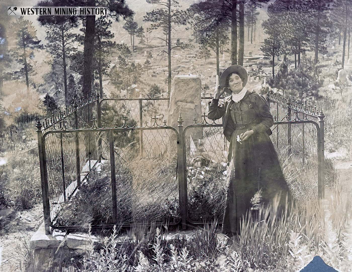 Calamity Jane at Wild Bill's grave ca. 1903