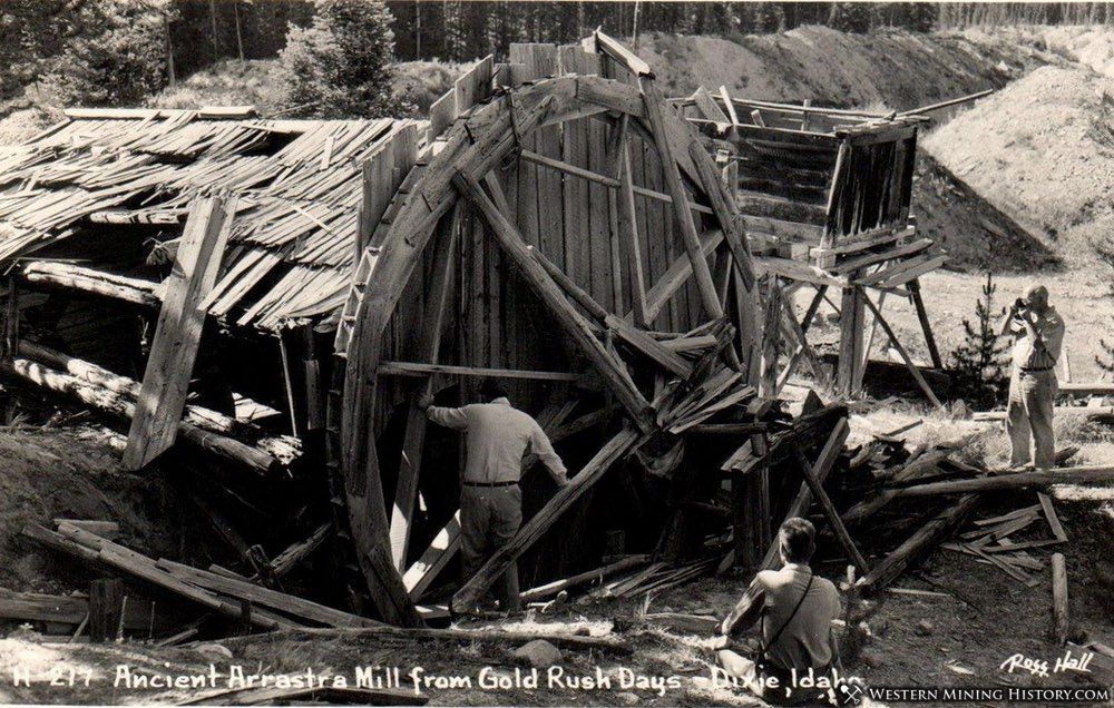 Remains of an arrastra mill at Dixie, Idaho 1940s