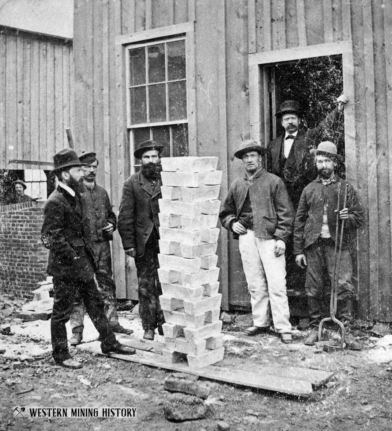 Silver Ingots Stacked at Empire Forks Smelter 1875
