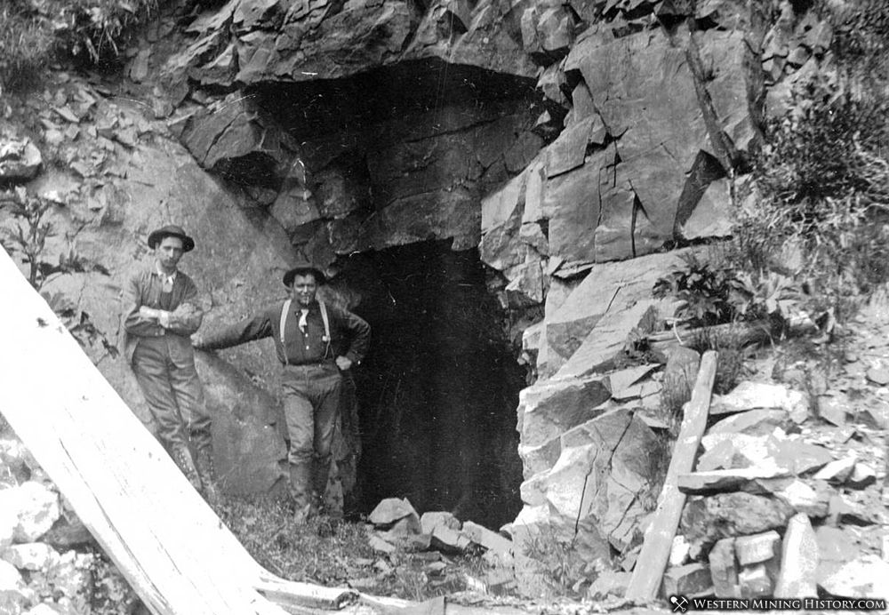 A prospector's claim tunnel entrance near Eureka, Colorado 1904
