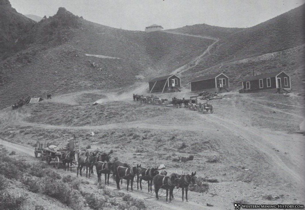 Wagon trains prepare to haul ore to distant rail terminals