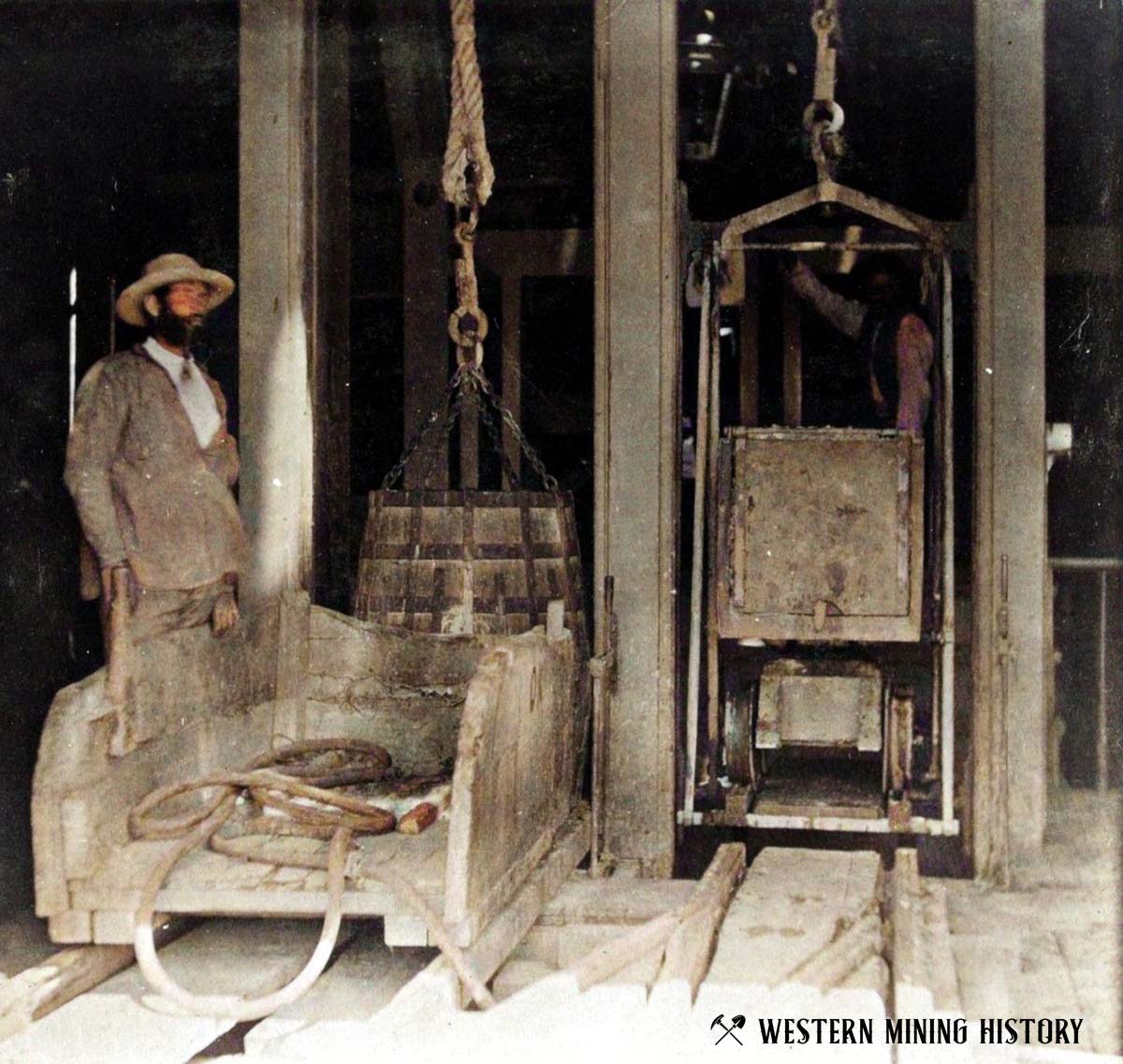 Hoisting Works of the Bullion Mine - Gold Hill, Nevada 1860s