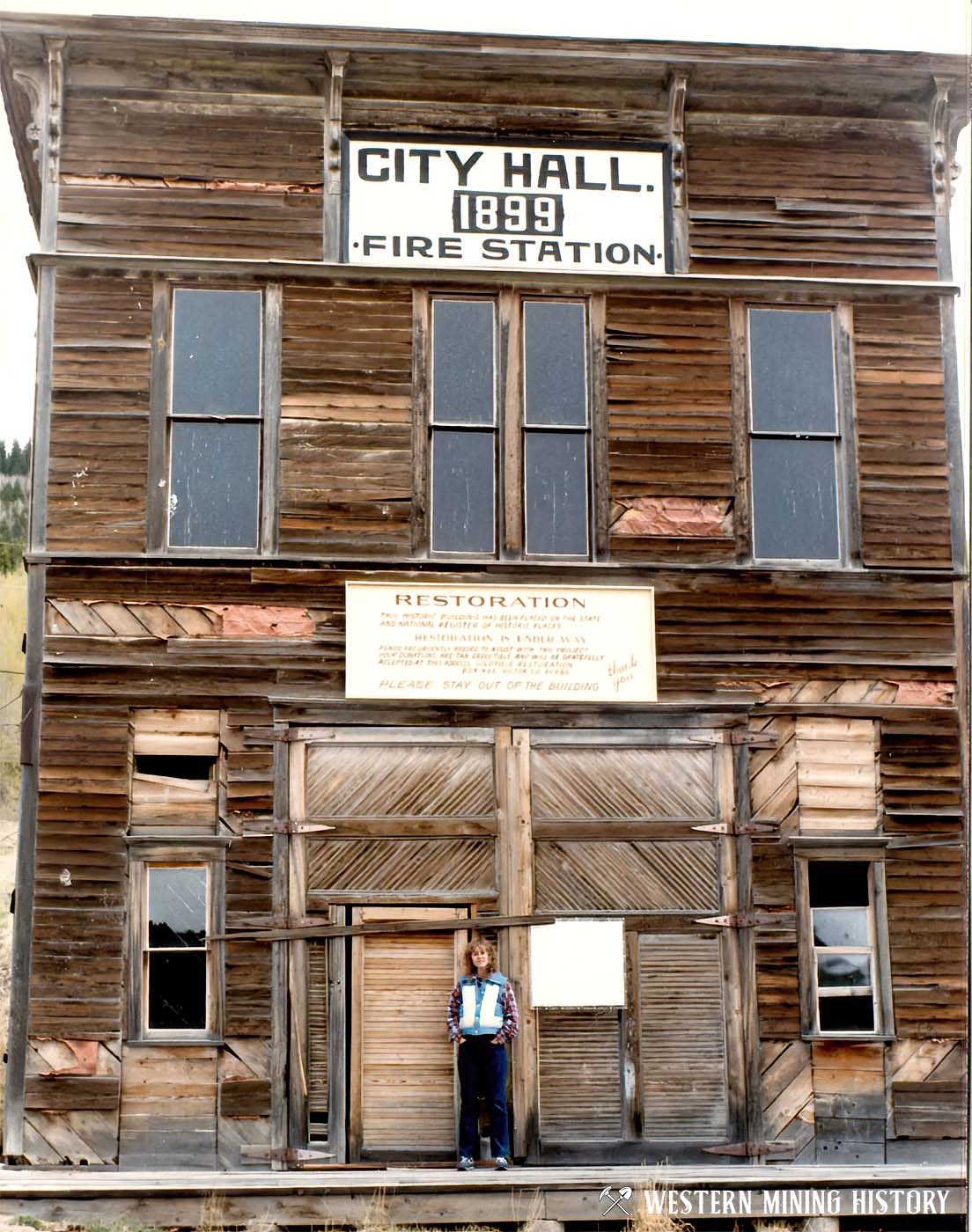 Author Jan MacKell Collins at the Goldfield City Hall ca. 1985