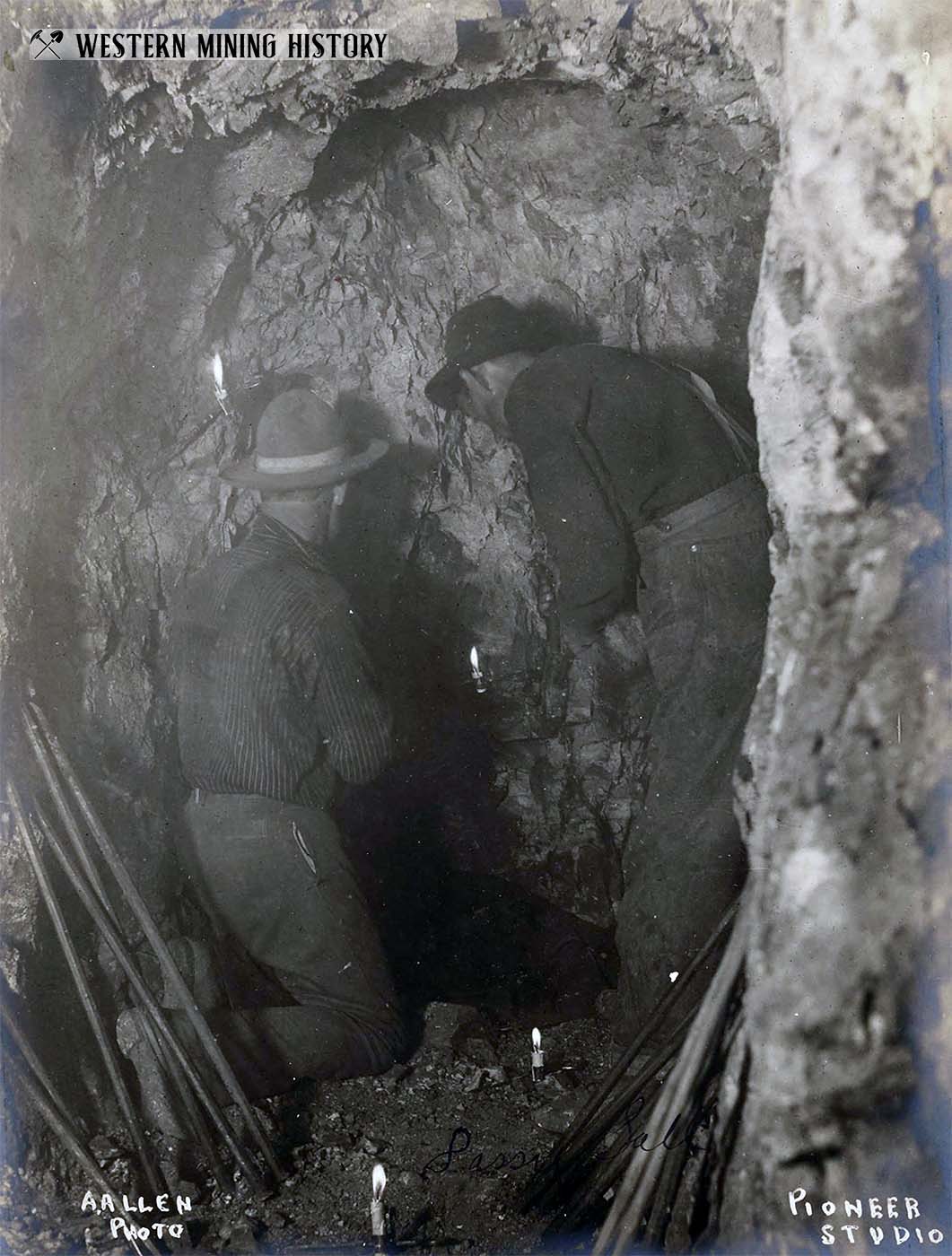 Miners working underground at Goldfield, Nevada ca. 1904-1905