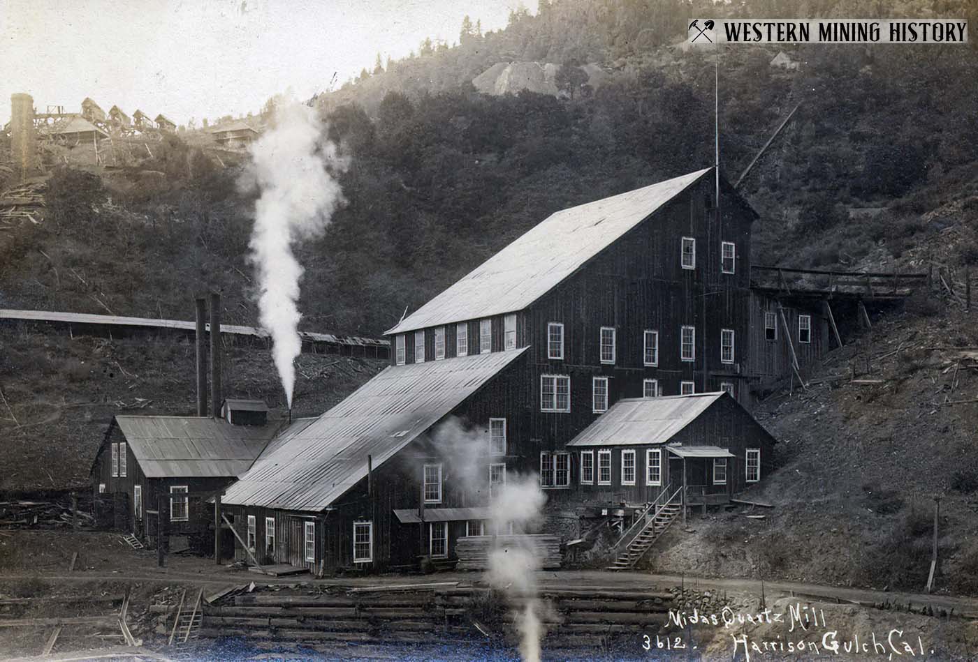 Midas mill at Harrison Gulch, California