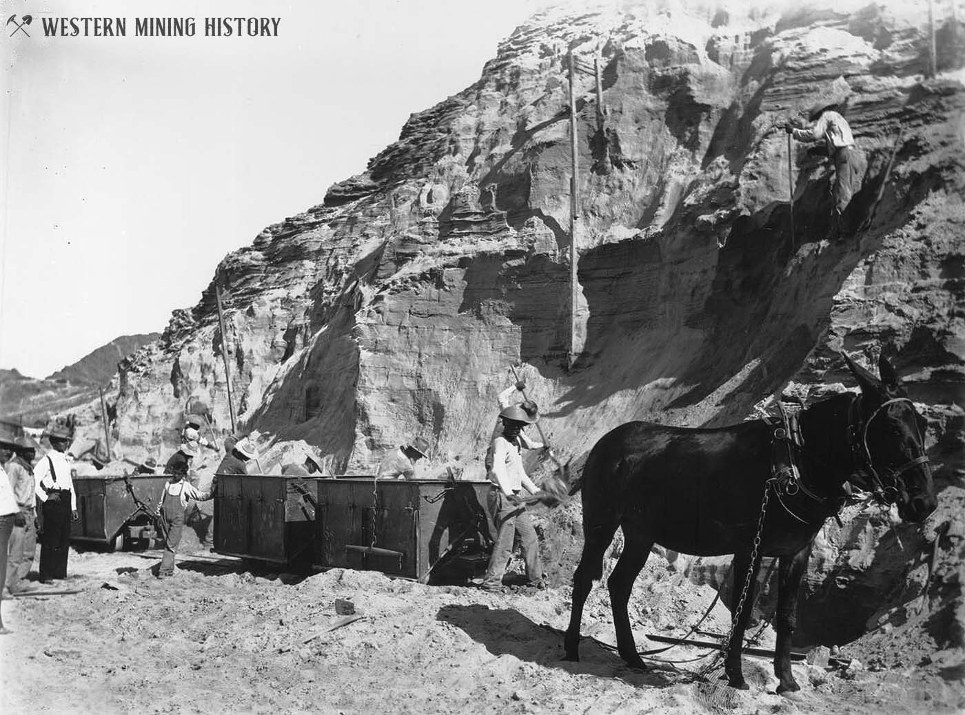 Reprocessing mill tailings at Hedges California ca. 1905
