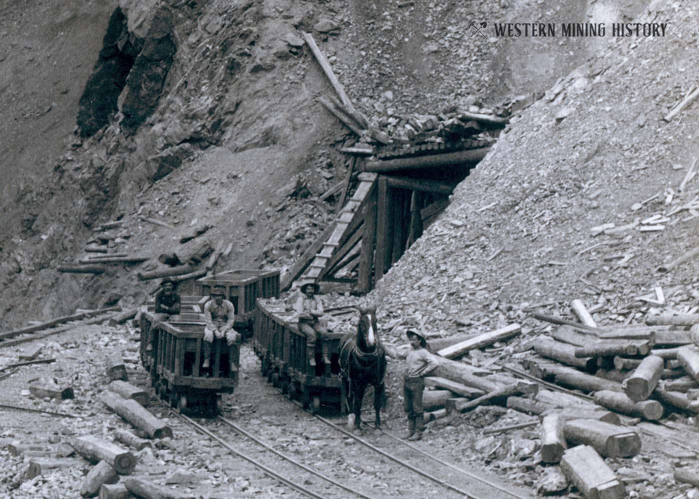 Detail view of the miners at the Homestake Open Cut 1888