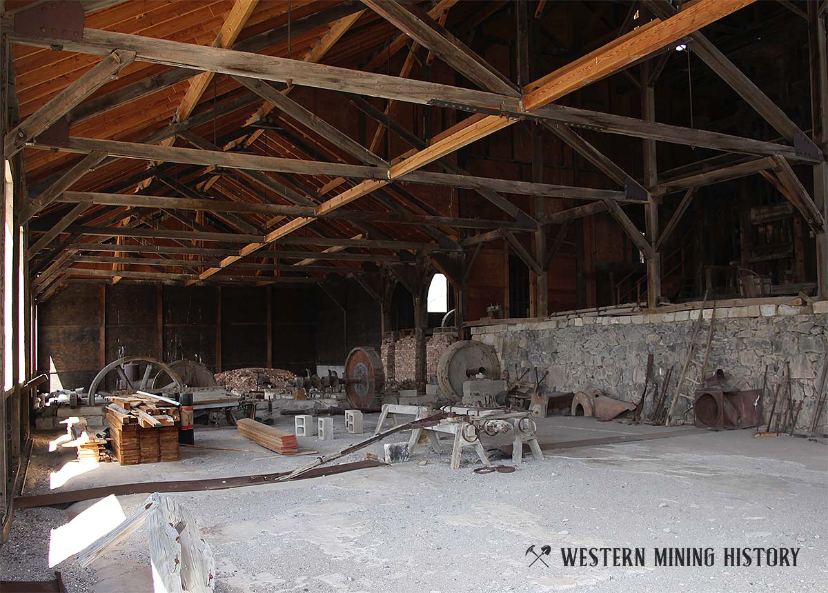 Interior view of the stamp mill at Berlin, Nevada