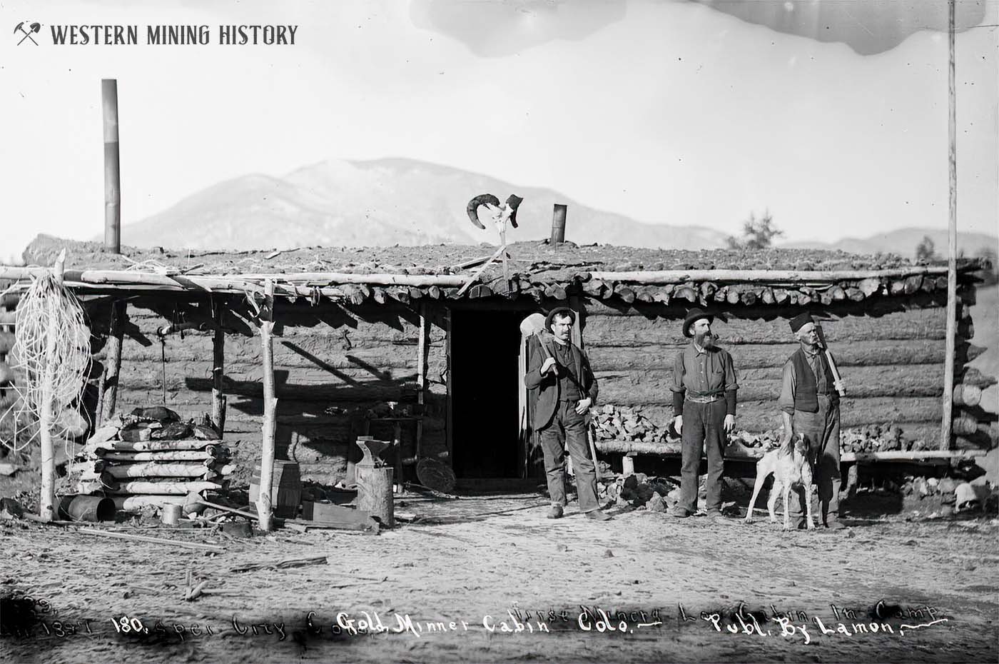Gold Miners at their Jasper, Colorado cabin in 1897