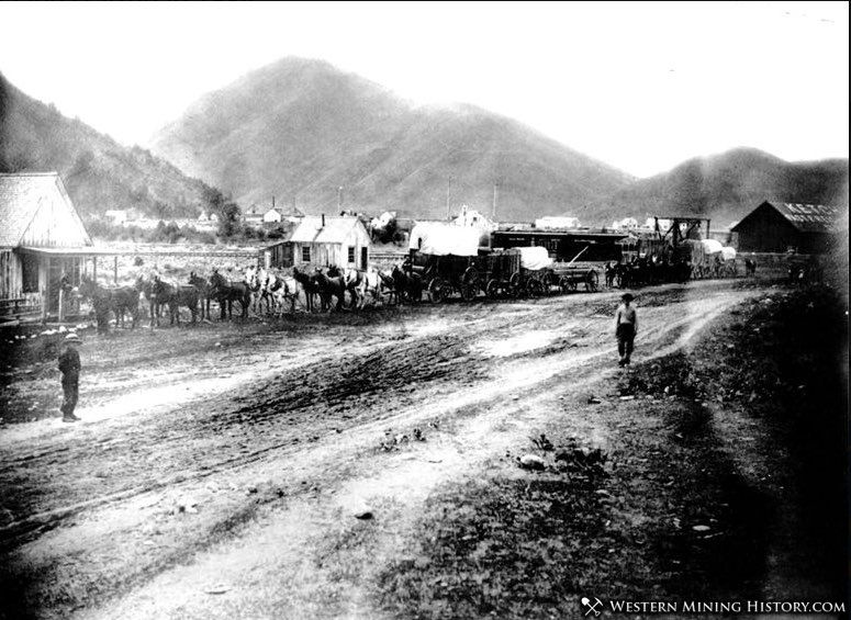 Ore wagons at Ketchum, Idaho ca. 1890