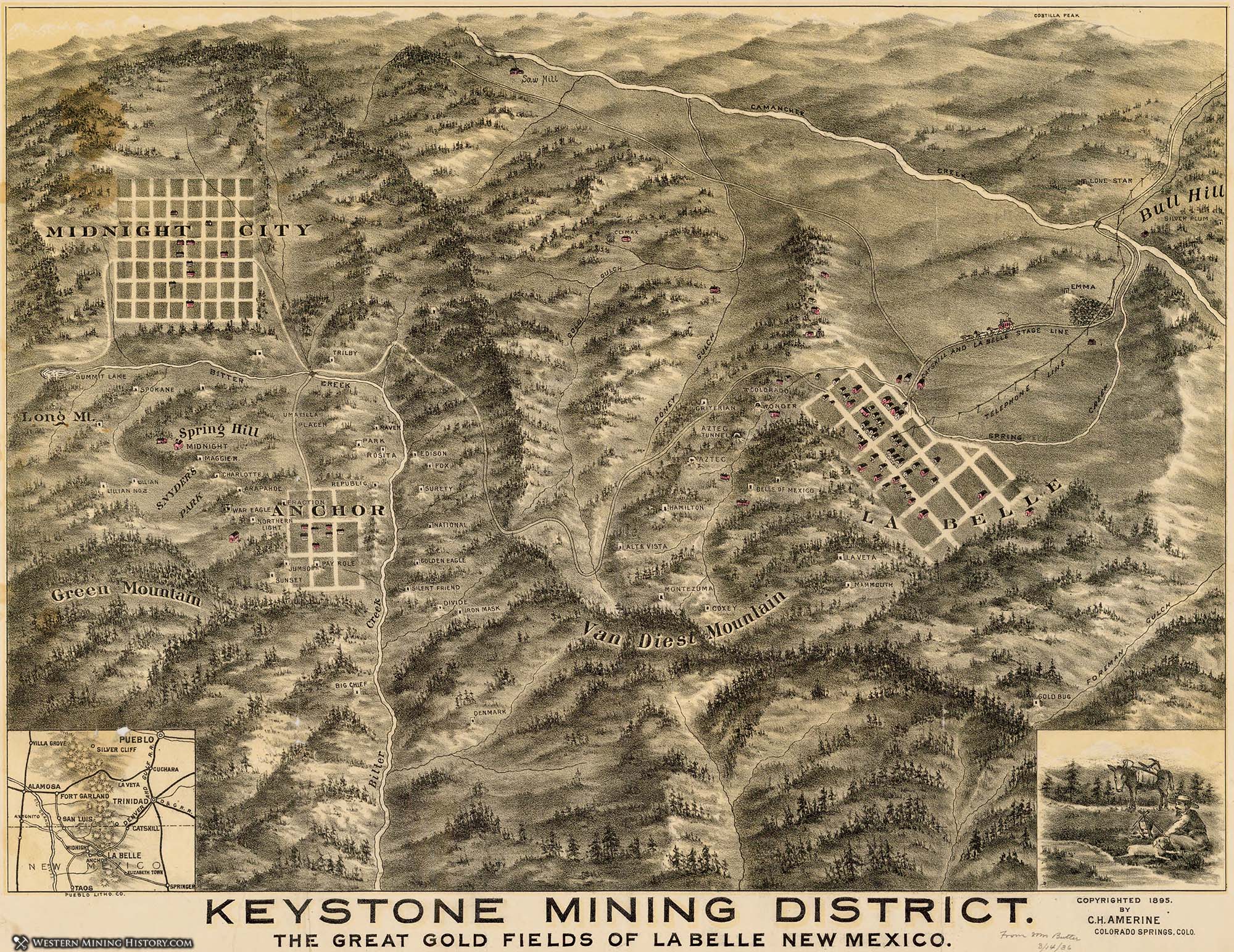 Keystone Mining District - Taos County, New Mexico 1895