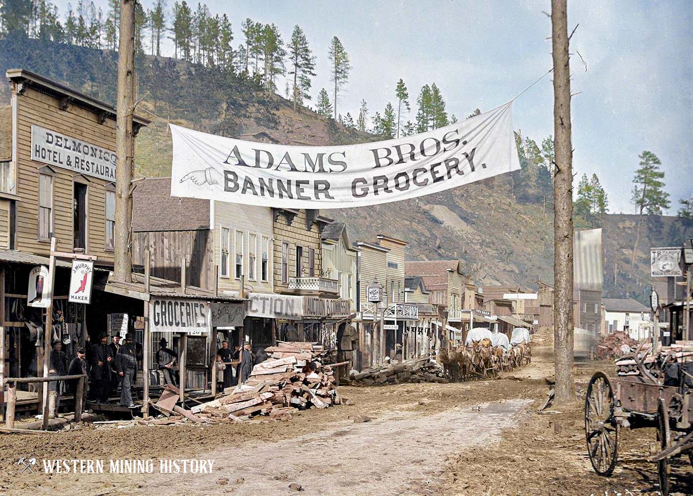 Main Street Deadwood, Dakota Territory 1877 (colorized)