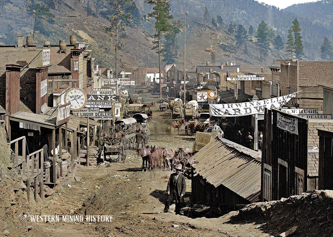 Detailed View of Main Street Deadwood 1877 (colorized)
