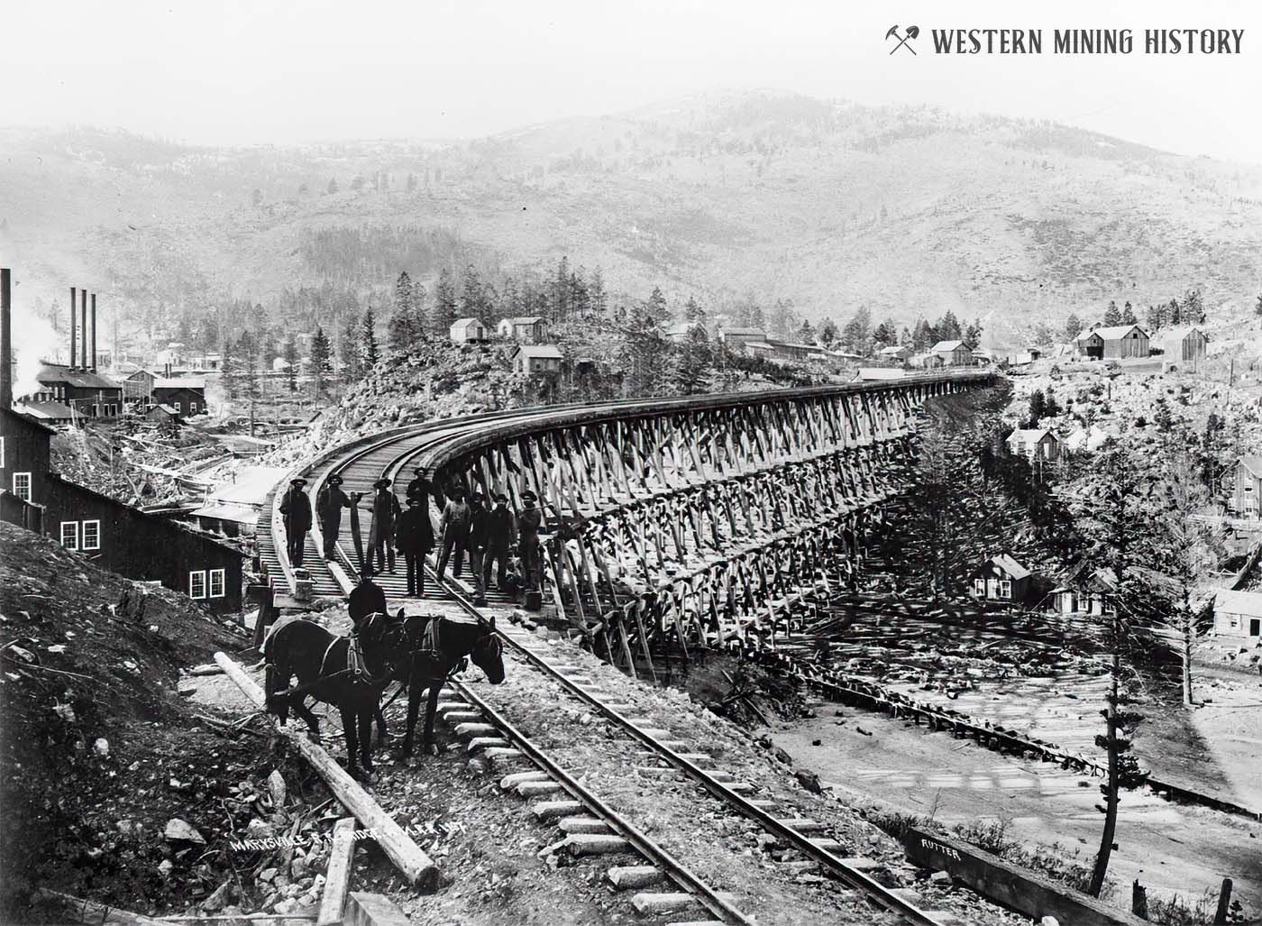 Northern Pacific Railroad trestle at Marysville, Montana 1887