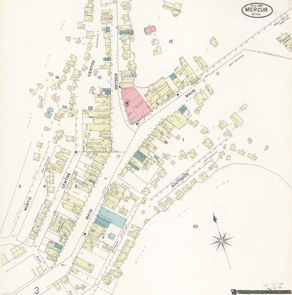 1898 Sanborn fire map for Mercur, Utah