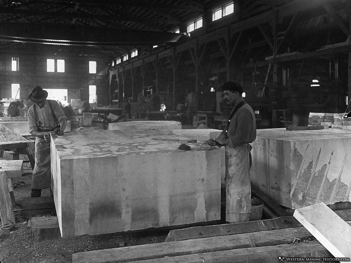 Interior view of the Yule Marble Co. finishing plant