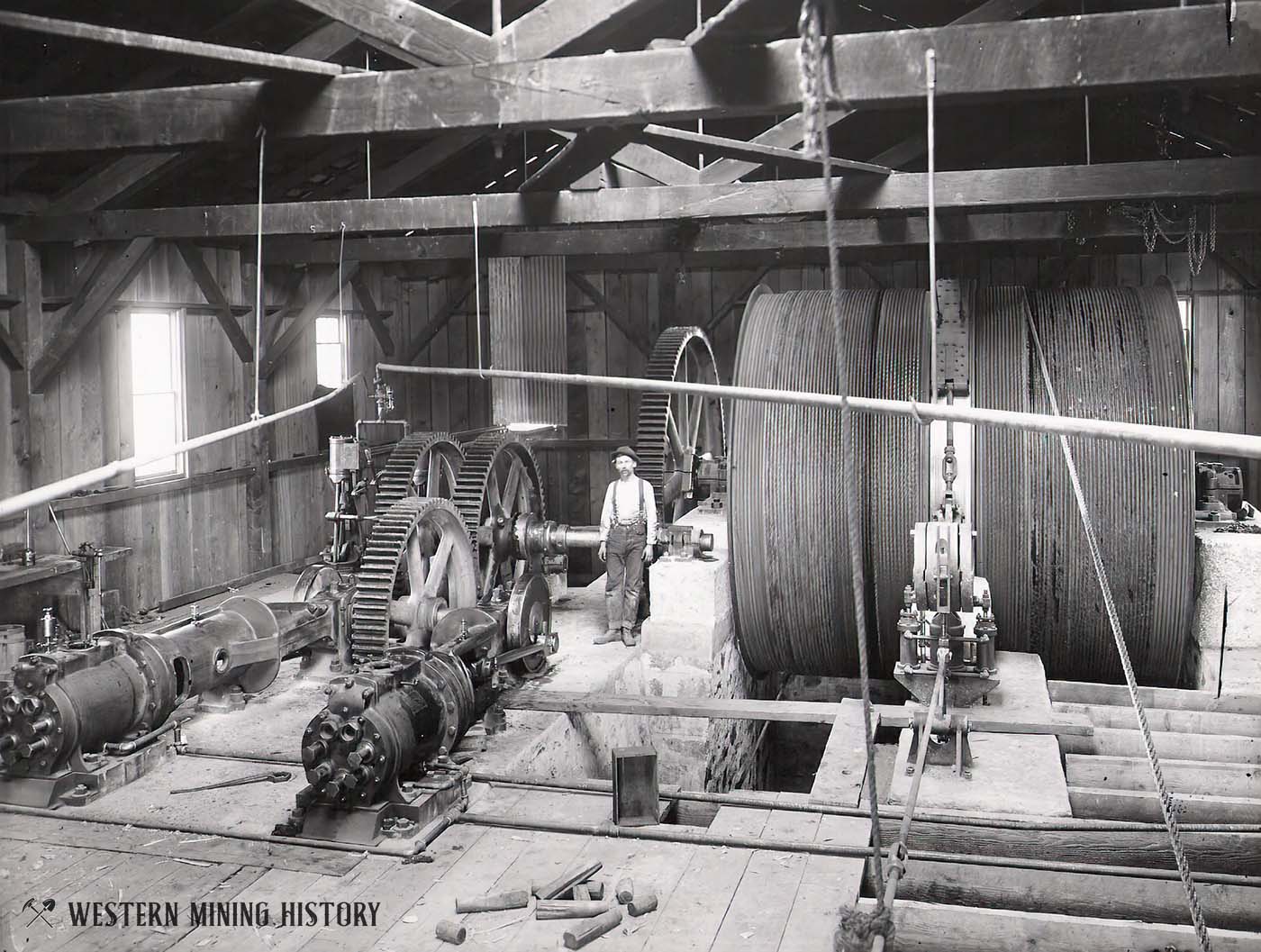 Interior of a hoist house at a Morenci, Arizona mine