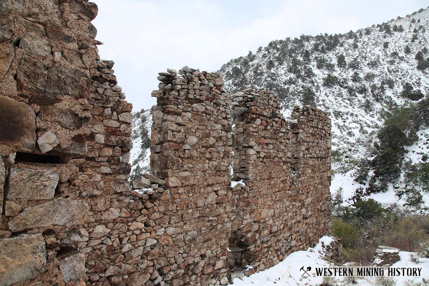 Stone walls of old stamp mill - Ophir, Nevada